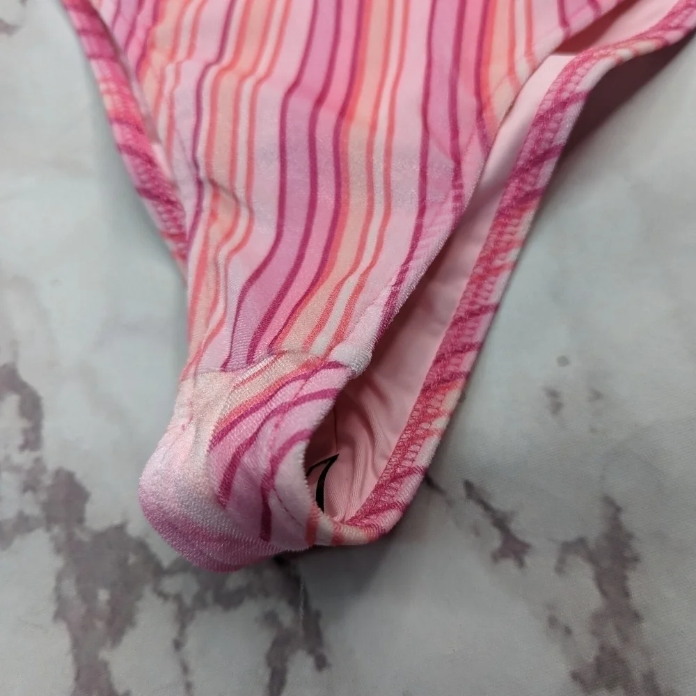 Frankie's Bikinis Bottoms Women XL Swim Bathing Velvet Pink Stripe Katarina